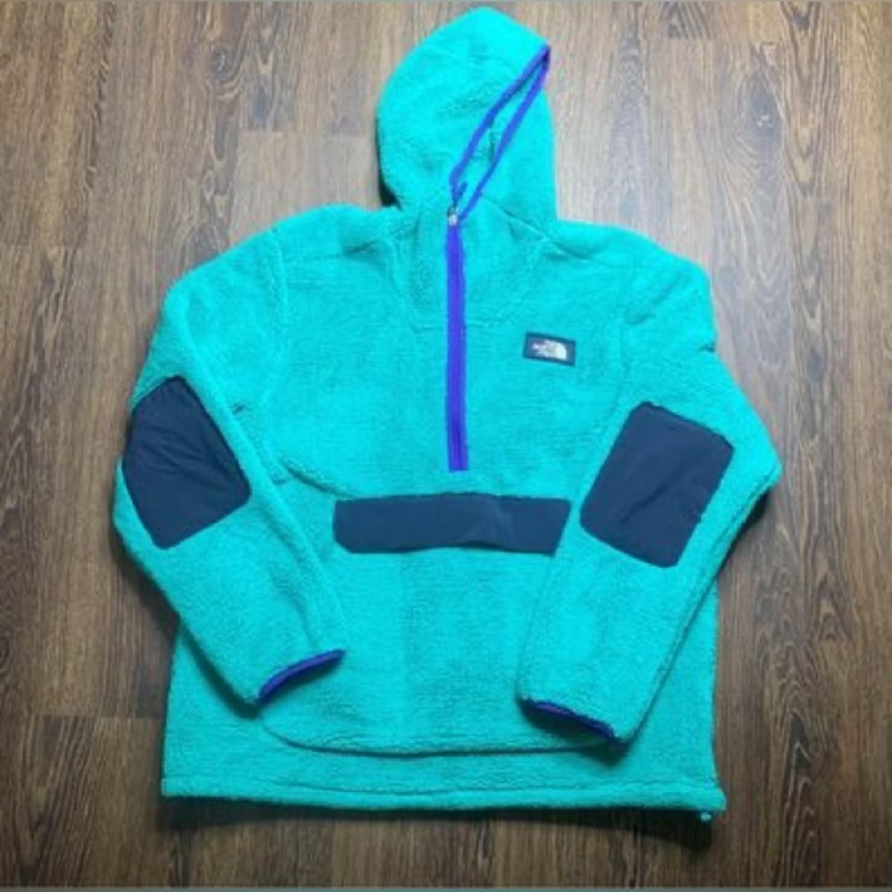 The North Face Campshire Sherpa Fleece Hoodie Pullover Jacket Elbow Patch XL